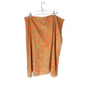 Ashley Stewart Plus Orange Tan Abstract Print Office Work Career Skirt‎ Size 22